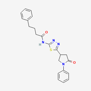 molecular formula C22H22N4O2S B11355801 N-[5-(5-oxo-1-phenylpyrrolidin-3-yl)-1,3,4-thiadiazol-2-yl]-4-phenylbutanamide 