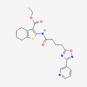molecular formula C22H24N4O4S B11355819 Ethyl 2-({4-[3-(pyridin-3-yl)-1,2,4-oxadiazol-5-yl]butanoyl}amino)-4,5,6,7-tetrahydro-1-benzothiophene-3-carboxylate 
