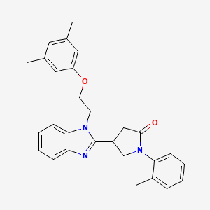 molecular formula C28H29N3O2 B11355903 4-{1-[2-(3,5-dimethylphenoxy)ethyl]-1H-benzimidazol-2-yl}-1-(2-methylphenyl)pyrrolidin-2-one 