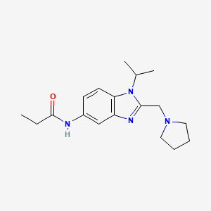 molecular formula C18H26N4O B11355990 N-[1-(propan-2-yl)-2-(pyrrolidin-1-ylmethyl)-1H-benzimidazol-5-yl]propanamide 