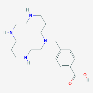 molecular formula C18H30N4O2 B011356 4-((1,4,8,11-Tetraazacyclotetradec-1-yl)methyl)benzoic acid CAS No. 107265-48-5