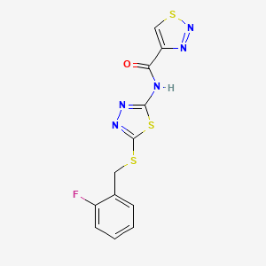 molecular formula C12H8FN5OS3 B11356019 N-{5-[(2-fluorobenzyl)sulfanyl]-1,3,4-thiadiazol-2-yl}-1,2,3-thiadiazole-4-carboxamide 