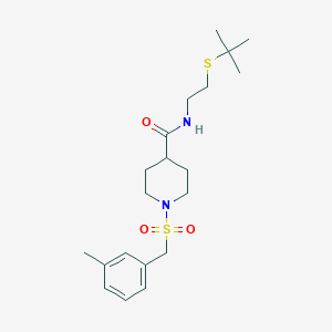 molecular formula C20H32N2O3S2 B11356029 N-[2-(tert-butylsulfanyl)ethyl]-1-[(3-methylbenzyl)sulfonyl]piperidine-4-carboxamide 