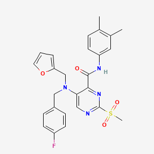 molecular formula C26H25FN4O4S B11356046 N-(3,4-dimethylphenyl)-5-[(4-fluorobenzyl)(furan-2-ylmethyl)amino]-2-(methylsulfonyl)pyrimidine-4-carboxamide 
