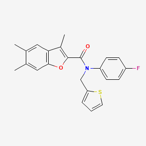 molecular formula C23H20FNO2S B11356125 N-(4-fluorophenyl)-3,5,6-trimethyl-N-(thiophen-2-ylmethyl)-1-benzofuran-2-carboxamide 