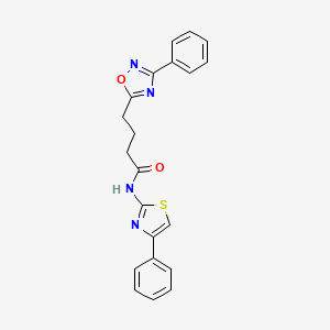 molecular formula C21H18N4O2S B11356158 4-(3-phenyl-1,2,4-oxadiazol-5-yl)-N-(4-phenyl-1,3-thiazol-2-yl)butanamide 