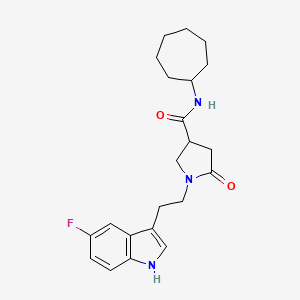 molecular formula C22H28FN3O2 B11356347 N-cycloheptyl-1-[2-(5-fluoro-1H-indol-3-yl)ethyl]-5-oxopyrrolidine-3-carboxamide 