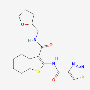 molecular formula C17H20N4O3S2 B11356563 N-{3-[(tetrahydrofuran-2-ylmethyl)carbamoyl]-4,5,6,7-tetrahydro-1-benzothiophen-2-yl}-1,2,3-thiadiazole-4-carboxamide 