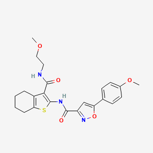 molecular formula C23H25N3O5S B11356713 N-{3-[(2-methoxyethyl)carbamoyl]-4,5,6,7-tetrahydro-1-benzothiophen-2-yl}-5-(4-methoxyphenyl)-1,2-oxazole-3-carboxamide 