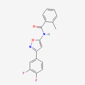 molecular formula C17H12F2N2O2 B11356716 N-[3-(3,4-difluorophenyl)-1,2-oxazol-5-yl]-2-methylbenzamide 