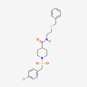 molecular formula C22H27ClN2O3S2 B11356945 N-[2-(benzylsulfanyl)ethyl]-1-[(4-chlorobenzyl)sulfonyl]piperidine-4-carboxamide 