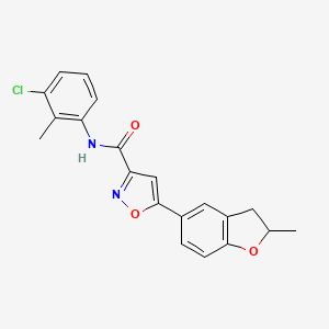 molecular formula C20H17ClN2O3 B11357152 N-(3-chloro-2-methylphenyl)-5-(2-methyl-2,3-dihydro-1-benzofuran-5-yl)-1,2-oxazole-3-carboxamide 