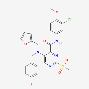 molecular formula C25H22ClFN4O5S B11357217 N-(3-chloro-4-methoxyphenyl)-5-[(4-fluorobenzyl)(furan-2-ylmethyl)amino]-2-(methylsulfonyl)pyrimidine-4-carboxamide 