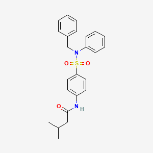 molecular formula C24H26N2O3S B11357258 N-{4-[benzyl(phenyl)sulfamoyl]phenyl}-3-methylbutanamide 