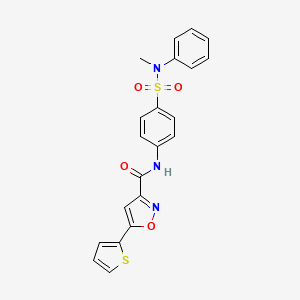 molecular formula C21H17N3O4S2 B11357277 N-{4-[methyl(phenyl)sulfamoyl]phenyl}-5-(thiophen-2-yl)-1,2-oxazole-3-carboxamide 