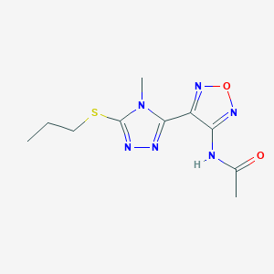 molecular formula C10H14N6O2S B11357572 N-{4-[4-methyl-5-(propylsulfanyl)-4H-1,2,4-triazol-3-yl]-1,2,5-oxadiazol-3-yl}acetamide 