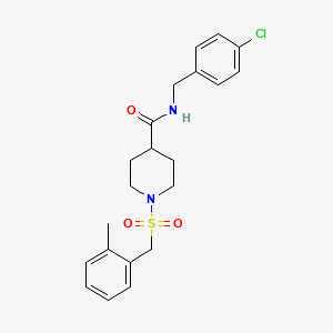 molecular formula C21H25ClN2O3S B11357593 N-(4-chlorobenzyl)-1-[(2-methylbenzyl)sulfonyl]piperidine-4-carboxamide 