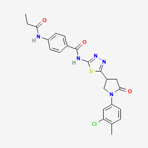 molecular formula C23H22ClN5O3S B11357806 N-{5-[1-(3-chloro-4-methylphenyl)-5-oxopyrrolidin-3-yl]-1,3,4-thiadiazol-2-yl}-4-(propanoylamino)benzamide 