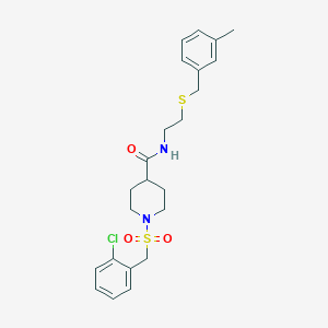 molecular formula C23H29ClN2O3S2 B11357843 1-[(2-chlorobenzyl)sulfonyl]-N-{2-[(3-methylbenzyl)sulfanyl]ethyl}piperidine-4-carboxamide 