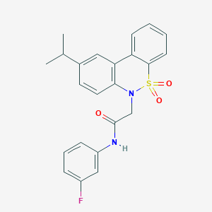 molecular formula C23H21FN2O3S B11358168 N-(3-fluorophenyl)-2-(9-isopropyl-5,5-dioxido-6H-dibenzo[c,e][1,2]thiazin-6-yl)acetamide 