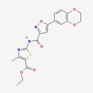 molecular formula C19H17N3O6S B11358182 Ethyl 2-({[5-(2,3-dihydro-1,4-benzodioxin-6-yl)-1,2-oxazol-3-yl]carbonyl}amino)-4-methyl-1,3-thiazole-5-carboxylate 