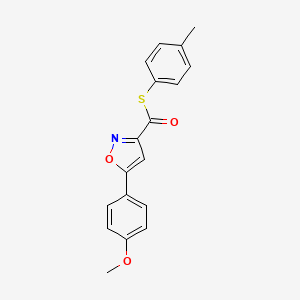 molecular formula C18H15NO3S B11358518 S-(4-methylphenyl) 5-(4-methoxyphenyl)-1,2-oxazole-3-carbothioate 