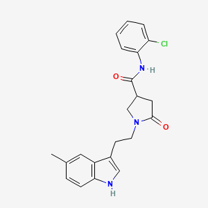 molecular formula C22H22ClN3O2 B11358581 N-(2-chlorophenyl)-1-[2-(5-methyl-1H-indol-3-yl)ethyl]-5-oxopyrrolidine-3-carboxamide 