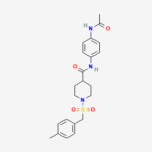 molecular formula C22H27N3O4S B11358635 N-[4-(acetylamino)phenyl]-1-[(4-methylbenzyl)sulfonyl]piperidine-4-carboxamide 