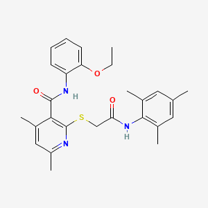 molecular formula C27H31N3O3S B11358643 N-(2-ethoxyphenyl)-4,6-dimethyl-2-({2-oxo-2-[(2,4,6-trimethylphenyl)amino]ethyl}sulfanyl)pyridine-3-carboxamide 