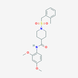 molecular formula C22H28N2O5S B11358675 N-(2,4-dimethoxyphenyl)-1-[(2-methylbenzyl)sulfonyl]piperidine-4-carboxamide 
