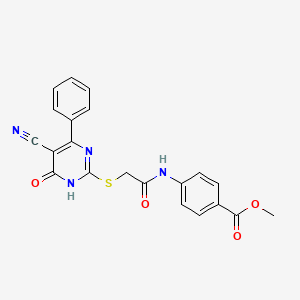 molecular formula C21H16N4O4S B11358764 Methyl 4-{2-[(5-cyano-6-oxo-4-phenyl-1,6-dihydropyrimidin-2-YL)sulfanyl]acetamido}benzoate 