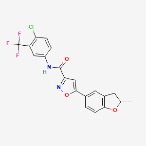 molecular formula C20H14ClF3N2O3 B11358905 N-[4-chloro-3-(trifluoromethyl)phenyl]-5-(2-methyl-2,3-dihydro-1-benzofuran-5-yl)-1,2-oxazole-3-carboxamide 