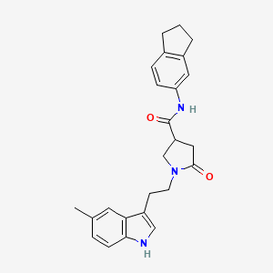 molecular formula C25H27N3O2 B11358945 N-(2,3-dihydro-1H-inden-5-yl)-1-[2-(5-methyl-1H-indol-3-yl)ethyl]-5-oxopyrrolidine-3-carboxamide 
