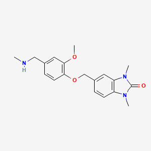 molecular formula C19H23N3O3 B11359010 5-({2-methoxy-4-[(methylamino)methyl]phenoxy}methyl)-1,3-dimethyl-1,3-dihydro-2H-benzimidazol-2-one 
