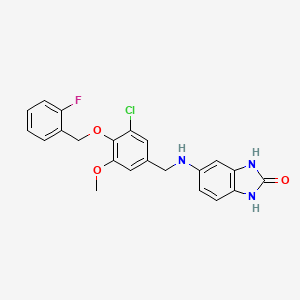 molecular formula C22H19ClFN3O3 B11359136 5-({3-chloro-4-[(2-fluorobenzyl)oxy]-5-methoxybenzyl}amino)-1,3-dihydro-2H-benzimidazol-2-one 