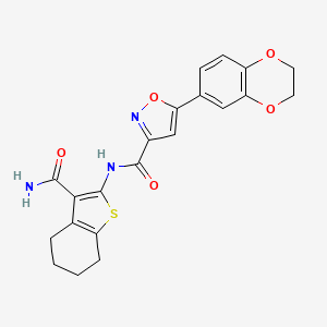 molecular formula C21H19N3O5S B11359361 N-(3-carbamoyl-4,5,6,7-tetrahydro-1-benzothiophen-2-yl)-5-(2,3-dihydro-1,4-benzodioxin-6-yl)-1,2-oxazole-3-carboxamide 