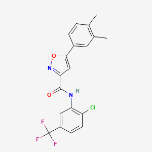 molecular formula C19H14ClF3N2O2 B11359395 N-[2-chloro-5-(trifluoromethyl)phenyl]-5-(3,4-dimethylphenyl)-1,2-oxazole-3-carboxamide 