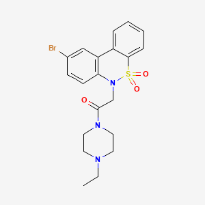 molecular formula C20H22BrN3O3S B11359543 2-(9-Bromo-5,5-dioxido-6H-dibenzo[C,E][1,2]thiazin-6-YL)-1-(4-ethyl-1-piperazinyl)ethanone 