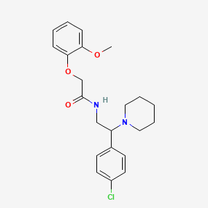 molecular formula C22H27ClN2O3 B11359619 N-[2-(4-chlorophenyl)-2-(piperidin-1-yl)ethyl]-2-(2-methoxyphenoxy)acetamide 