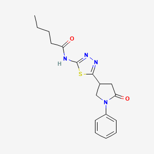 molecular formula C17H20N4O2S B11360239 N-[5-(5-oxo-1-phenylpyrrolidin-3-yl)-1,3,4-thiadiazol-2-yl]pentanamide 
