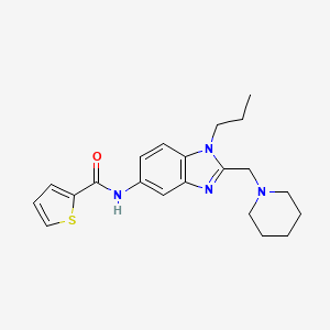 molecular formula C21H26N4OS B11360274 N-[2-(piperidin-1-ylmethyl)-1-propyl-1H-benzimidazol-5-yl]thiophene-2-carboxamide 