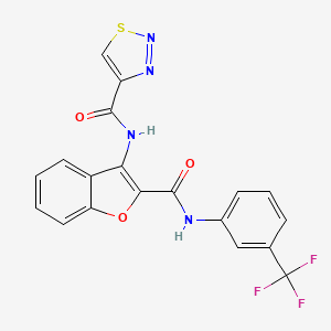 molecular formula C19H11F3N4O3S B11360381 N-(2-{[3-(trifluoromethyl)phenyl]carbamoyl}-1-benzofuran-3-yl)-1,2,3-thiadiazole-4-carboxamide 