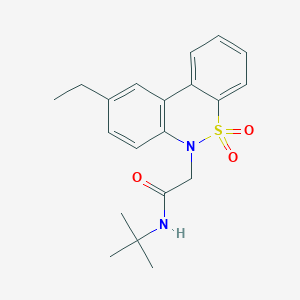 molecular formula C20H24N2O3S B11360499 N-tert-butyl-2-(9-ethyl-5,5-dioxido-6H-dibenzo[c,e][1,2]thiazin-6-yl)acetamide 