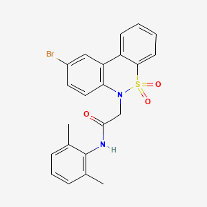 molecular formula C22H19BrN2O3S B11360561 2-(9-bromo-5,5-dioxido-6H-dibenzo[c,e][1,2]thiazin-6-yl)-N-(2,6-dimethylphenyl)acetamide 