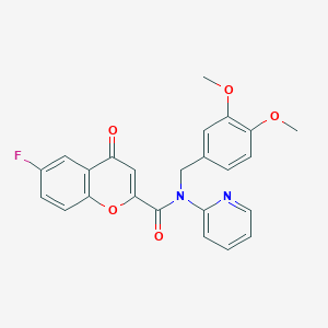 molecular formula C24H19FN2O5 B11360602 N-(3,4-dimethoxybenzyl)-6-fluoro-4-oxo-N-(pyridin-2-yl)-4H-chromene-2-carboxamide 