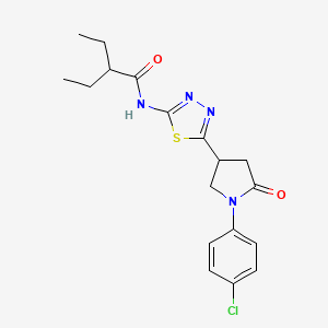 molecular formula C18H21ClN4O2S B11360616 N-{5-[1-(4-chlorophenyl)-5-oxopyrrolidin-3-yl]-1,3,4-thiadiazol-2-yl}-2-ethylbutanamide 