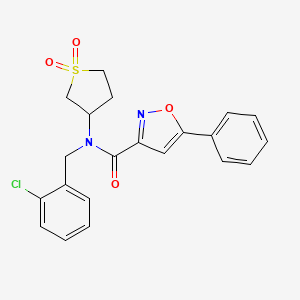 molecular formula C21H19ClN2O4S B11360623 N-(2-chlorobenzyl)-N-(1,1-dioxidotetrahydrothiophen-3-yl)-5-phenyl-1,2-oxazole-3-carboxamide 