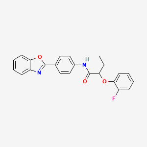 molecular formula C23H19FN2O3 B11360862 N-[4-(1,3-benzoxazol-2-yl)phenyl]-2-(2-fluorophenoxy)butanamide 