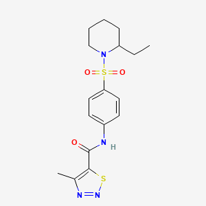 molecular formula C17H22N4O3S2 B11361068 N-{4-[(2-ethylpiperidin-1-yl)sulfonyl]phenyl}-4-methyl-1,2,3-thiadiazole-5-carboxamide 