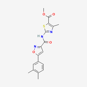 molecular formula C18H17N3O4S B11361168 Methyl 2-({[5-(3,4-dimethylphenyl)-1,2-oxazol-3-yl]carbonyl}amino)-4-methyl-1,3-thiazole-5-carboxylate 